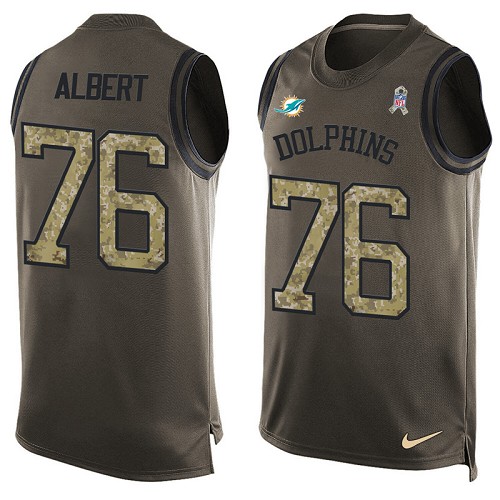 Men's Limited Branden Albert Nike Jersey Green - #76 Salute to Service Tank Top NFL Miami Dolphins